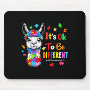 It's Ok To Be Different Llama Autism Awareness Boy Mouse Pad