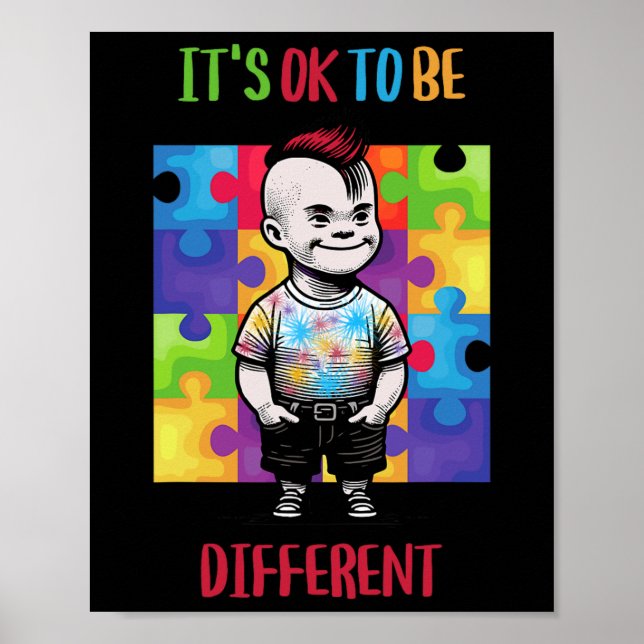 Its Ok To Be Different Ok Autism Awareness  Poster (Front)