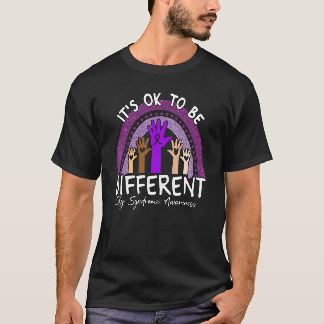 It's Ok To Be Different Sly Syndrome Awareness Pur T-Shirt (Front)