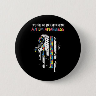 It's Ok To Be Different Usa Flag Autism Awareness 6 Cm Round Badge