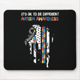 It's Ok To Be Different Usa Flag Autism Awareness Mouse Pad