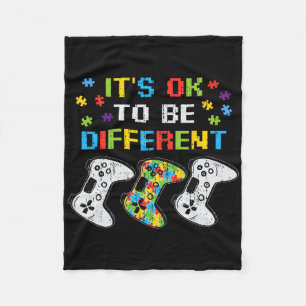 Its Ok To Be Different Video Game Gamer Autism Awa Fleece Blanket