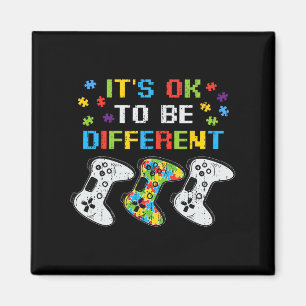Its Ok To Be Different Video Game Gamer Autism Awa Magnet