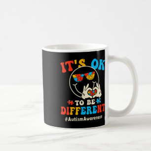 Its Ok To Different Autism Groovy Smile Face Puzzl Coffee Mug