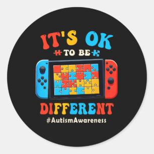 Its Ok To Different Video Game Gamer Boys Men Kids Classic Round Sticker