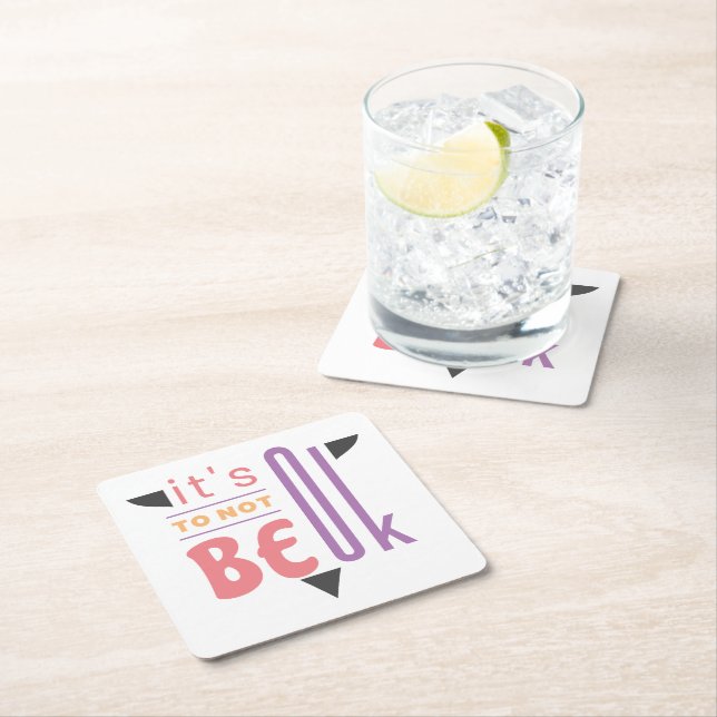 It's ok to not be ok square paper coaster (Insitu)