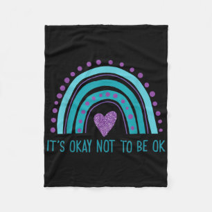 Its Okay Not To Be Ok Retro Rainbow Suicide Preven Fleece Blanket