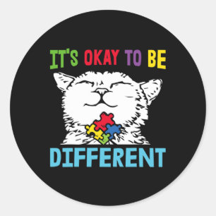 Its Okay To Be Different Autism Awareness Cat Boys Classic Round Sticker