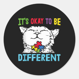 Its Okay To Be Different Autism Awareness Cat Boys Classic Round Sticker