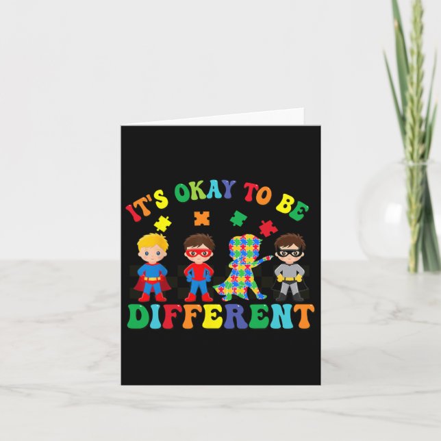 It's Okay To Be Different Autism Awareness Superhe Card (Front)