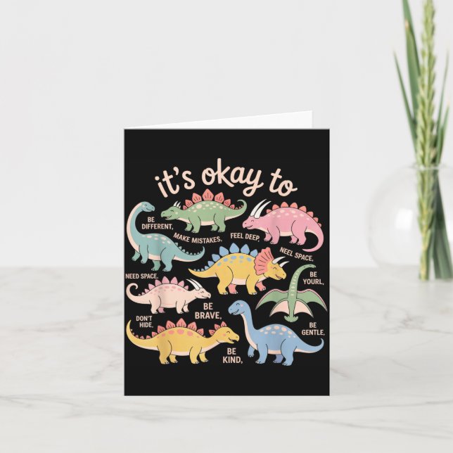 Its Okay to Be Different Funny Dinosaur Autism Card (Front)