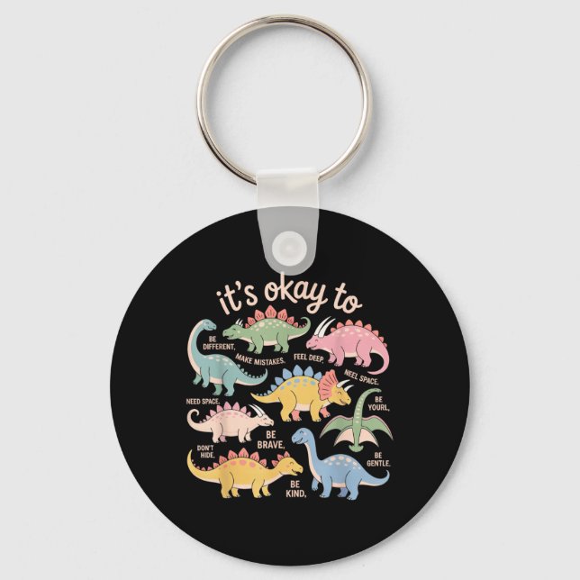 Its Okay to Be Different Funny Dinosaur Autism Key Ring (Front)