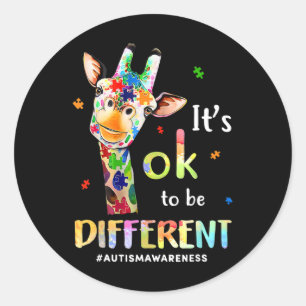 Its Okay To Be Different Giraffe Puzzle Autism Awa Classic Round Sticker