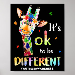 Its Okay To Be Different Giraffe Puzzle Autism Awa Poster