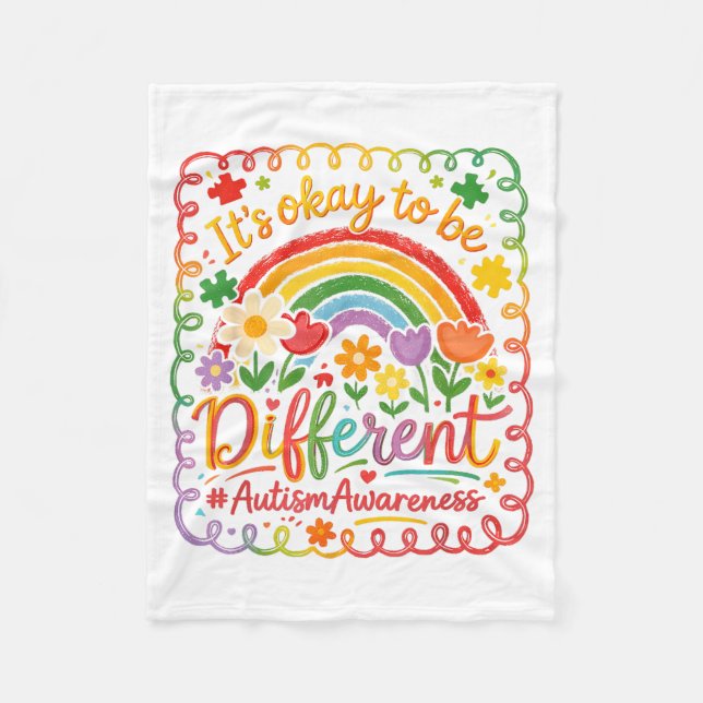 Its Okay to Be Different Neurodiversity Autism Fleece Blanket (Front)