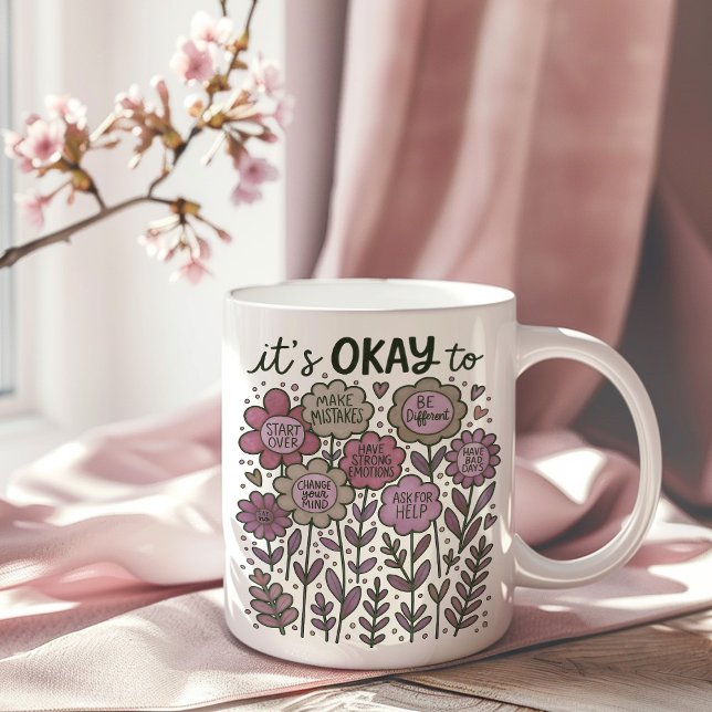 It's Okay To Boho Floral Coffee Mug (Creator Uploaded)