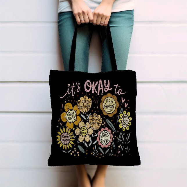 It's Okay To Boho Floral Tote Bag (Creator Uploaded)