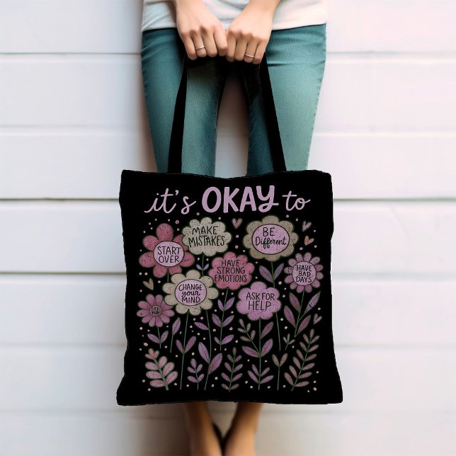 It's Okay To Boho Floral Tote Bag (Creator Uploaded)