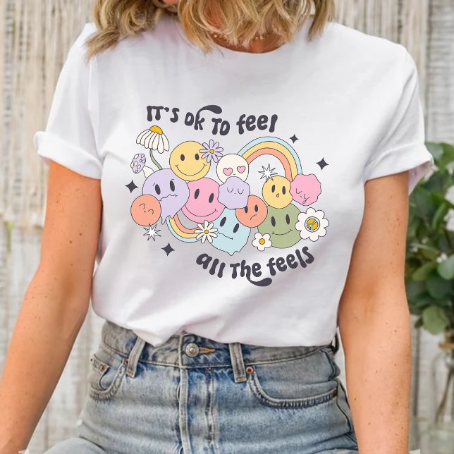 It's Okay To Feel All the Feels Positivity T-Shirt (Embrace every emotion with confidence. It's okay to feel all the feels! 💛 #PositivityVibes)