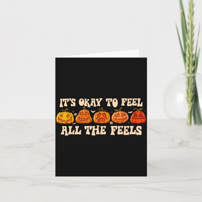 It's Okay To Feel Mental Health Fall Pumpkin Hallo Card (Front)
