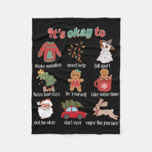 It's Okay To Mental Health Christmas School Counse Fleece Blanket