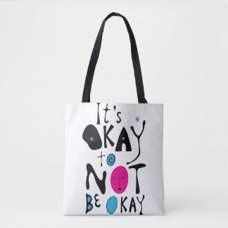 It's Okay to Not Be Fine - Minimal Line Tote Bag