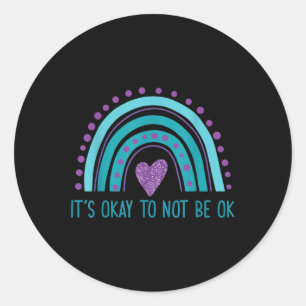 Its Okay To Not Be Ok Retro Rainbow Suicide Preven Classic Round Sticker