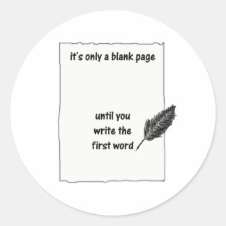 It's only a blank page... classic round sticker
