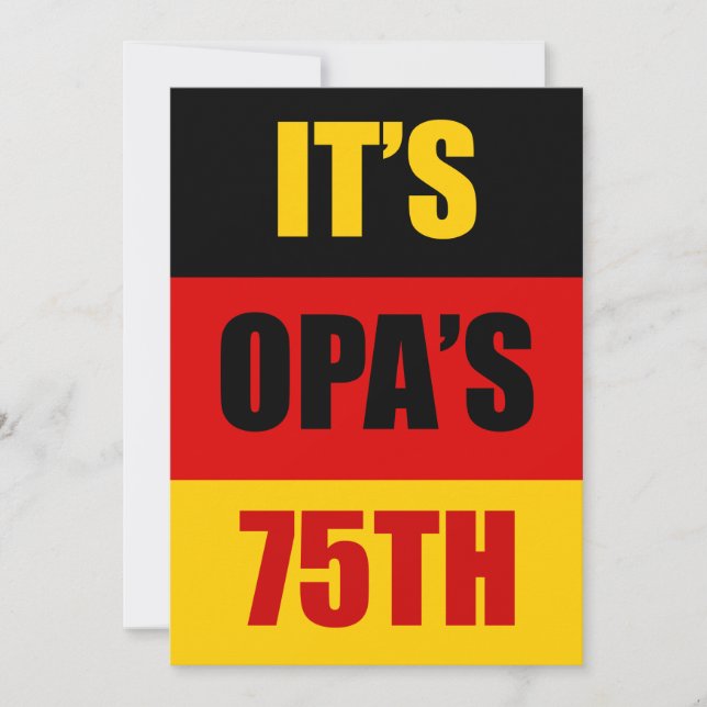 It's Opa's 75th Birthday German Flag Invite (Front)