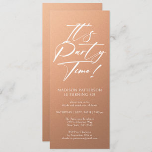 It's Party Time 40th Birthday Party Simple Elegant Invitation