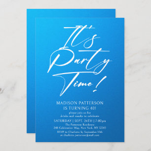 It's Party Time 40th Birthday Party Simple Elegant Invitation