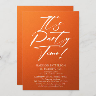 It's Party Time 40th Birthday Party Simple Elegant Invitation