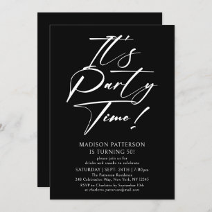 It's Party Time 50th Birthday Party Simple Elegant Invitation