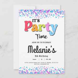It's Party Time - Confetti Party Invite