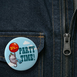 It's PARTY TIME! Floating Opossum Balloon Possum 6 Cm Round Badge