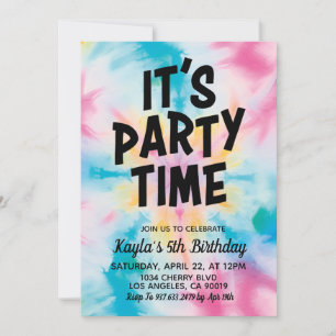 It's Party Time Groovy Tie Dye Birthday Invitation
