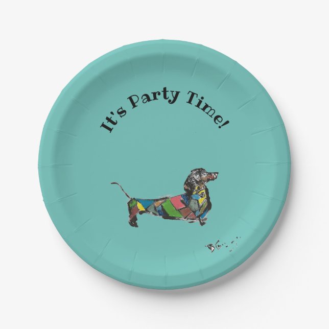 It's Party Time! Paper Plates with Dachshund (Front)