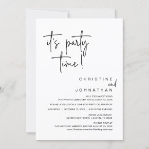 It's Party time, Wedding Elopement Dinner Party Invitation