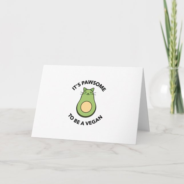 It's pawsome to be a vegan avocado holiday card (Front)