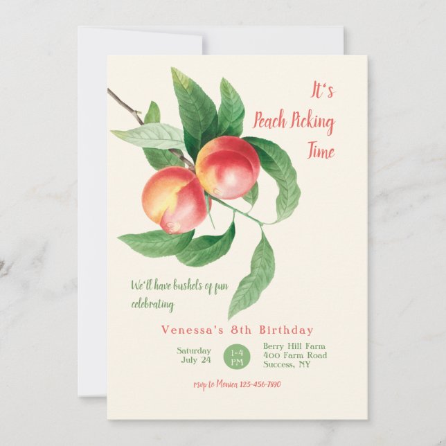 It's Peach Picking Time Invitation (Front)