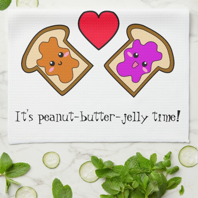 It's Peanut-Butter-Jelly Time! Tea Towel (Folded)