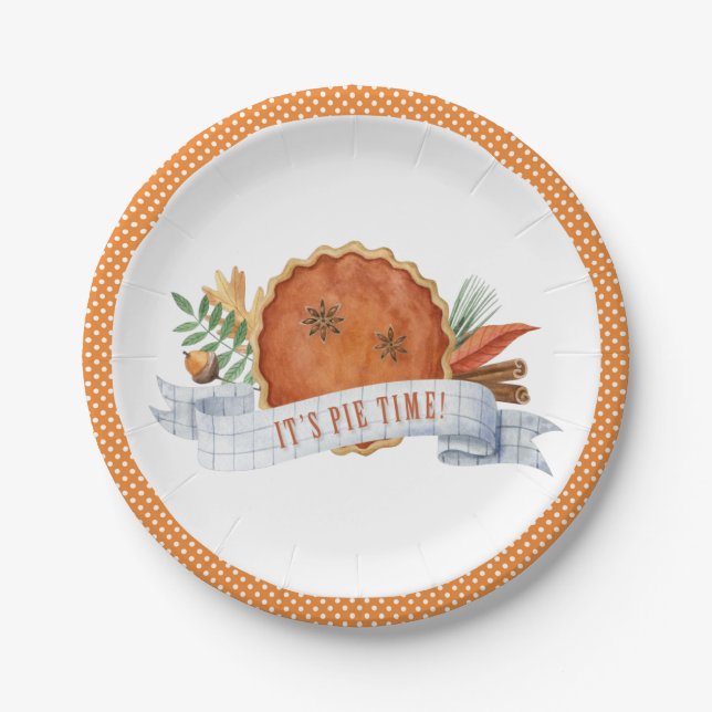It's Pie Time | Pumpkin Pie  Paper Plate (Front)