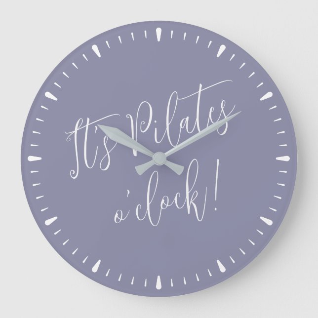 It's Pilates O' Clock Fun Purple Script Wall Clock (Front)