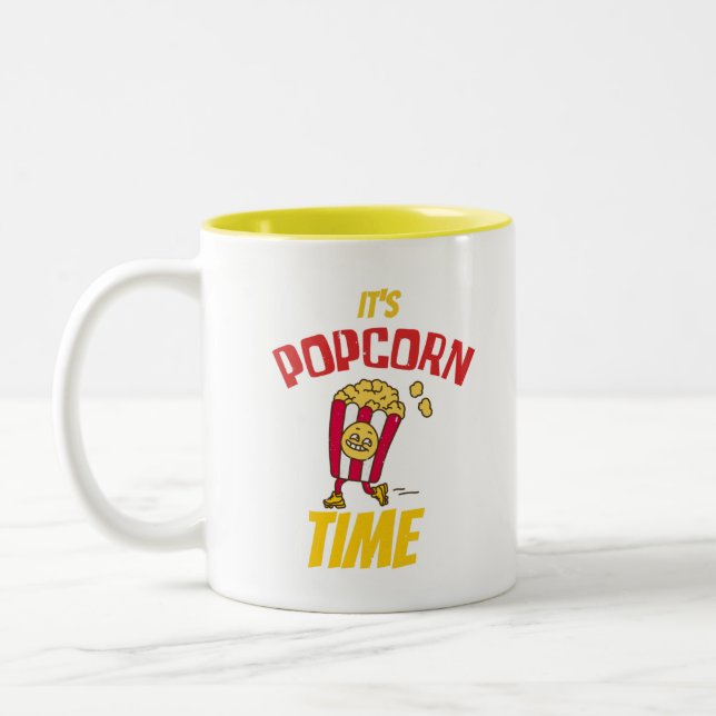 It's Popcorn Time Funny Two-Tone Coffee Mug (Left)