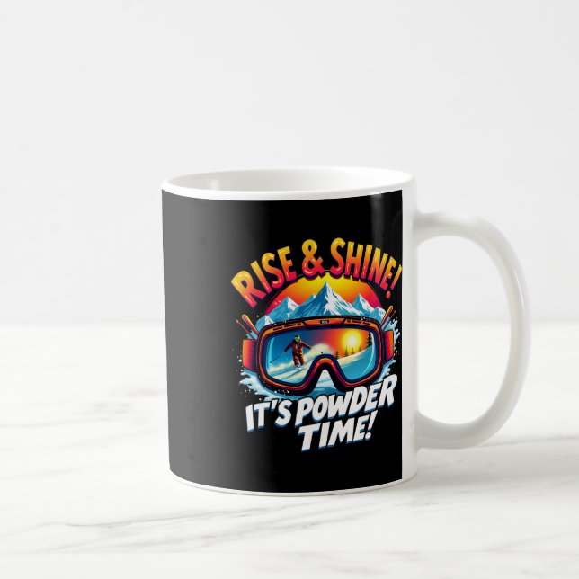 It's Powder Time Ski Goggles Skiing Mountain Rise  Coffee Mug (Right)