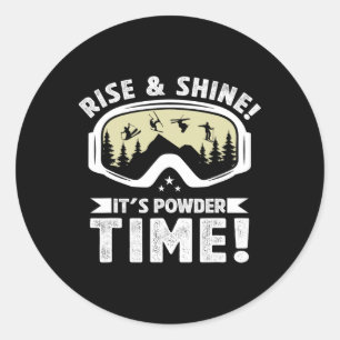 It's Powder Time Skiing Goggles Winter Sports Skie Classic Round Sticker