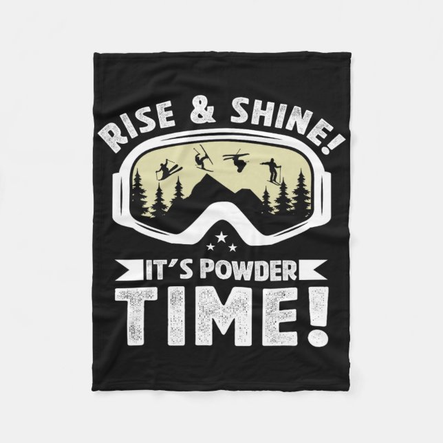 It's Powder Time Skiing Goggles Winter Sports Skie Fleece Blanket (Front)