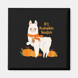 It's Pumpkin Season Llama Autumn Leaves Fall Gift  Magnet
