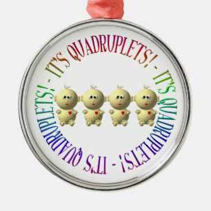 It's quadruplets! metal ornament