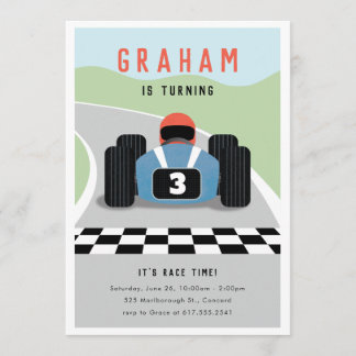 It's Race Time Birthday Invitation